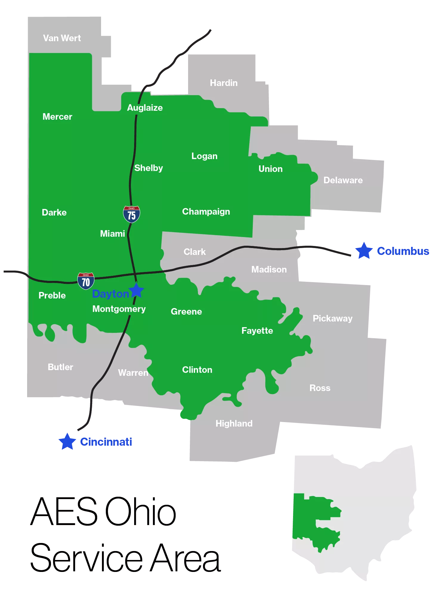 AES Ohio service map 2022