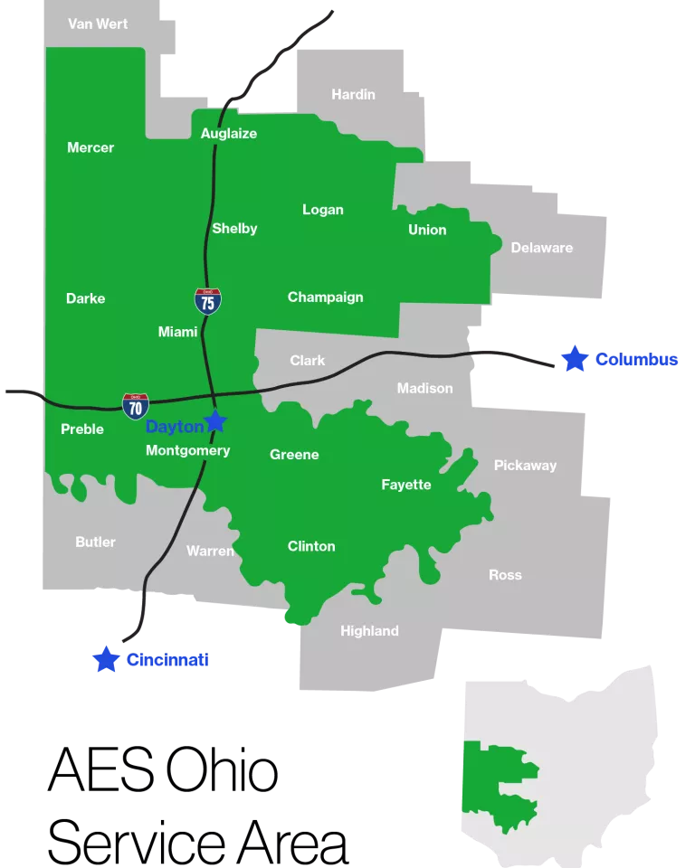 AES Ohio service map 2022